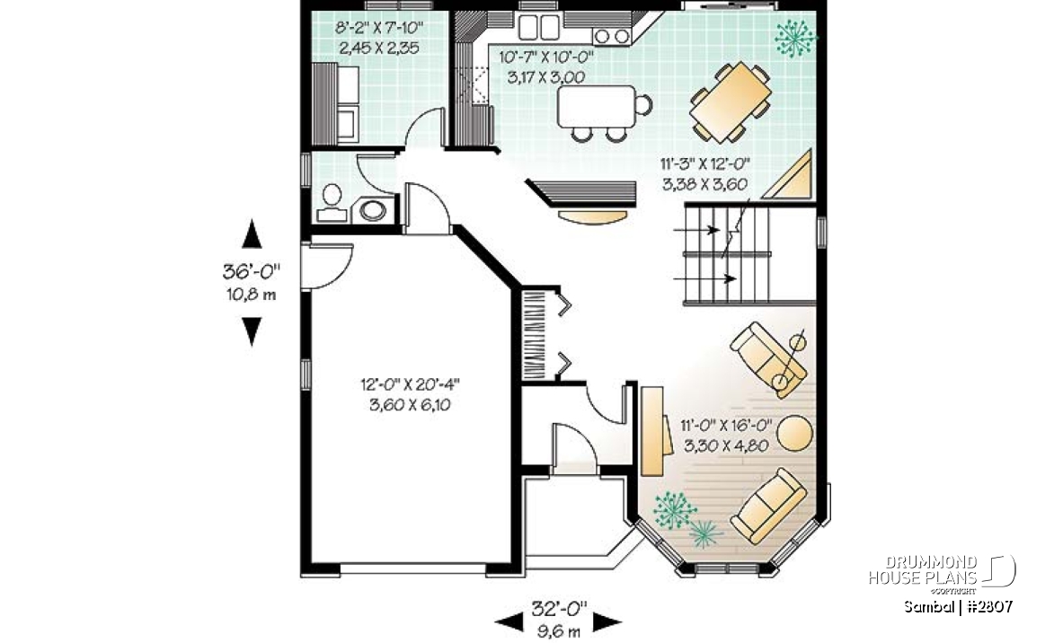 1st level - Victorian inspired 2-story house plan with garage, master suite on second floor - Sambal