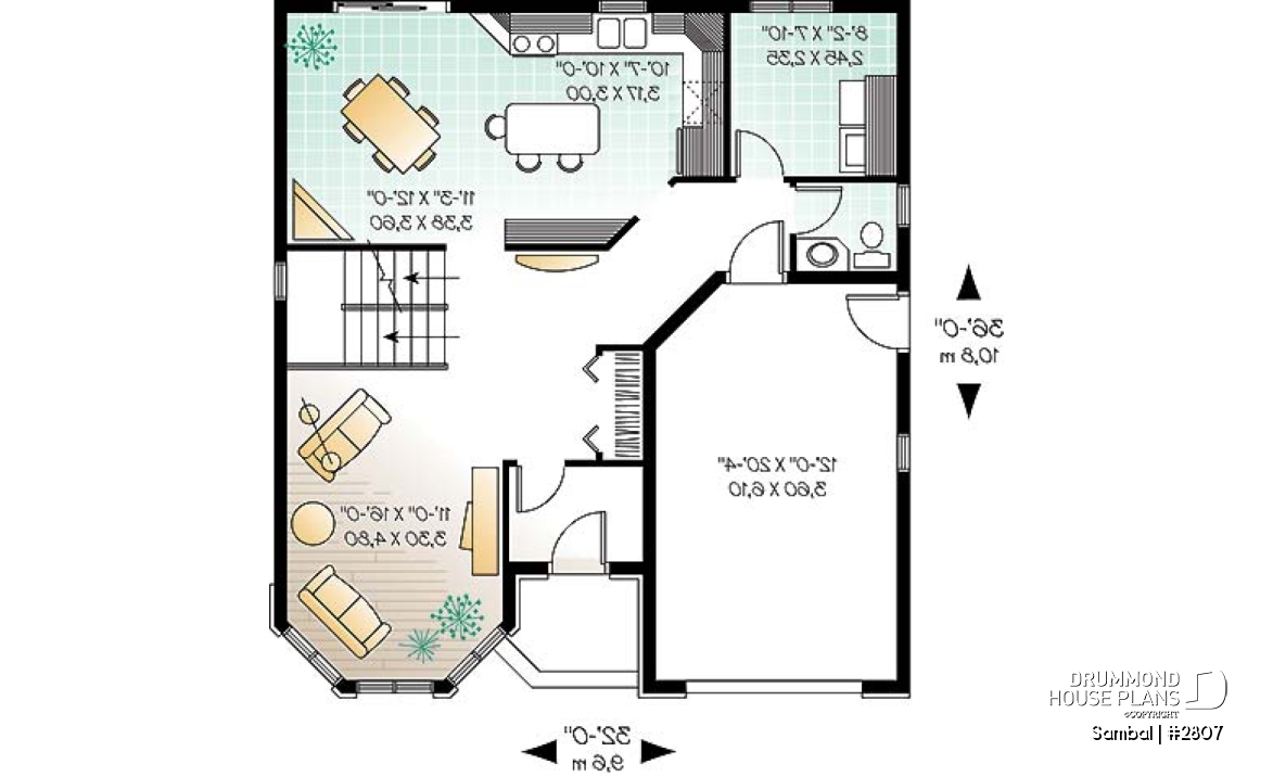 1st level - Victorian inspired 2-story house plan with garage, master suite on second floor - Sambal