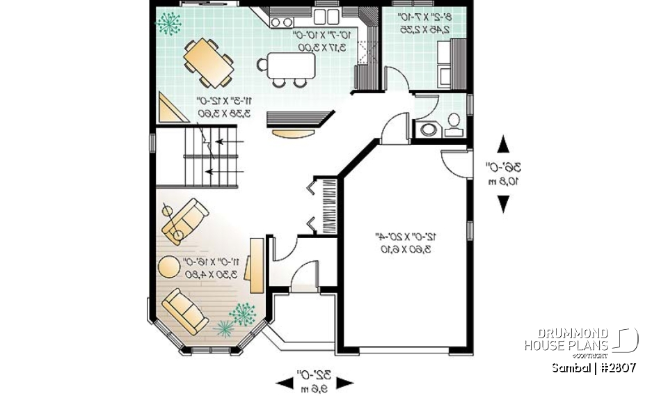 1st level - Victorian inspired 2-story house plan with garage, master suite on second floor - Sambal