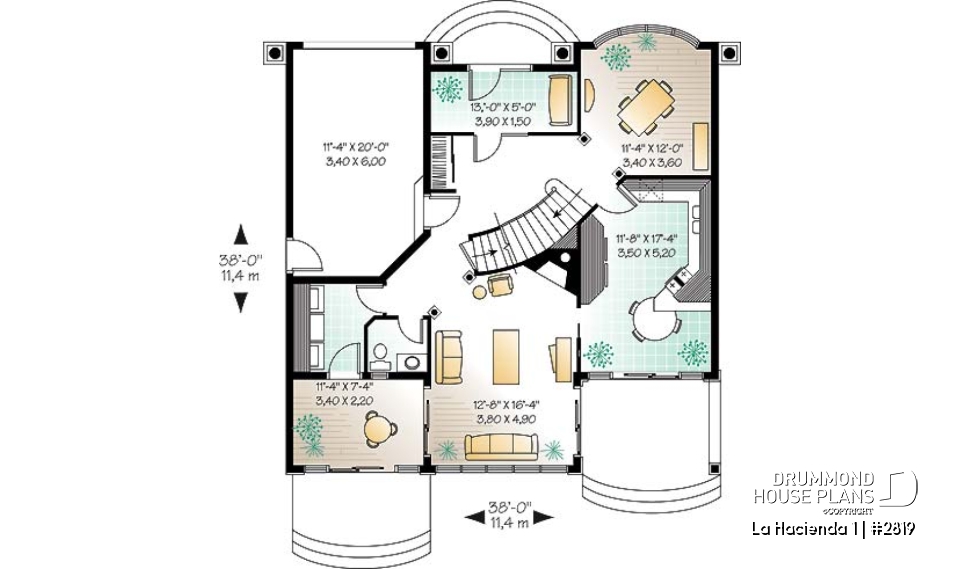 1st level - 4 bedroom mediterranean style home, 2.5 baths, formal dining room, nice private terrace in master bedroom - La Hacienda 1