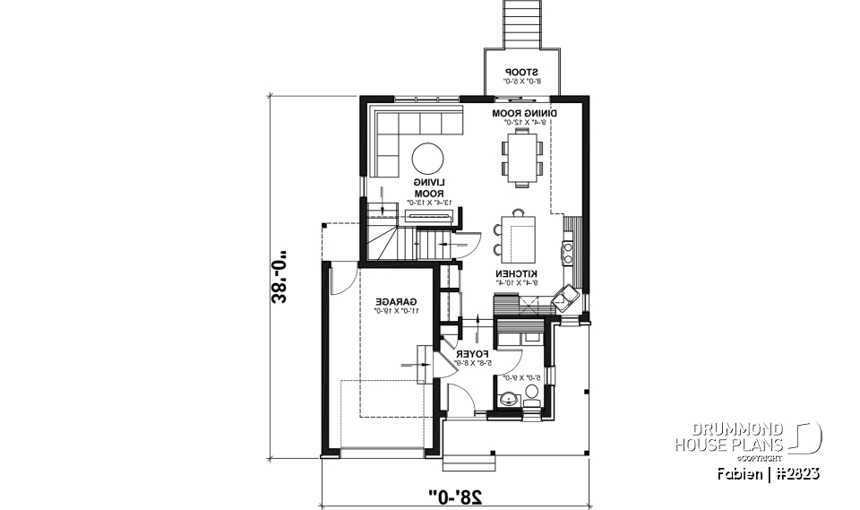 1st level - Modern Craftsman Two-Storey Home with Garage – Bright Design for Narrow Lots - Fabien