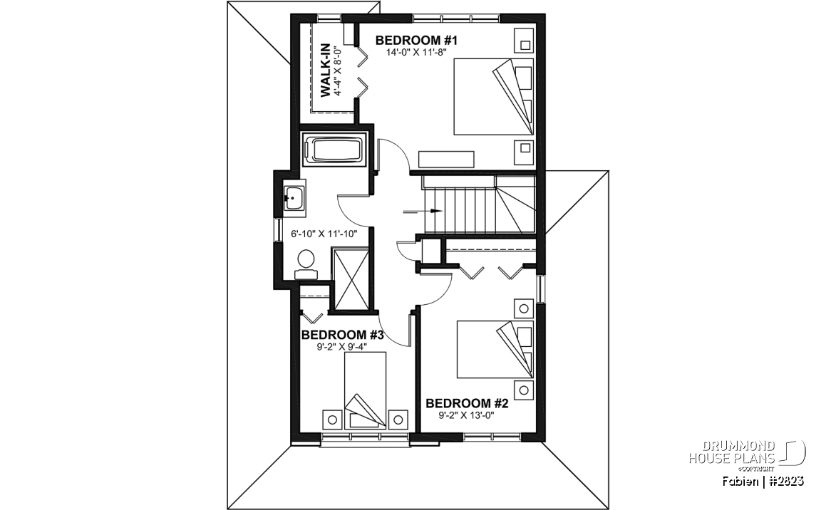 2nd level - Modern Craftsman Two-Storey Home with Garage – Bright Design for Narrow Lots - Fabien