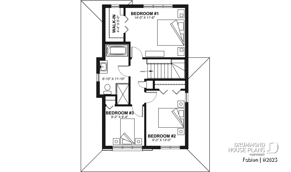 2nd level - Modern Craftsman Two-Storey Home with Garage – Bright Design for Narrow Lots - Fabien