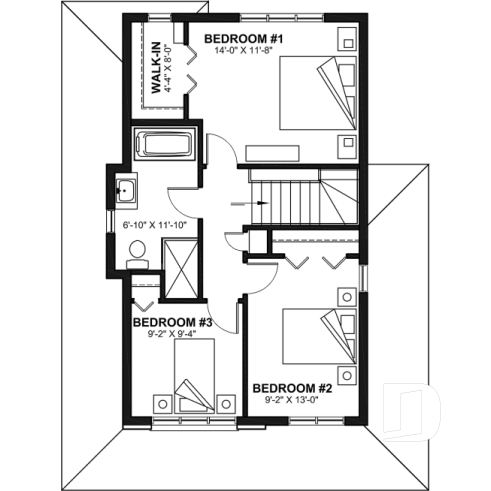 2nd level - Modern Craftsman Two-Storey Home with Garage – Bright Design for Narrow Lots - Fabien