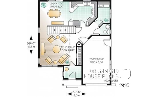1st level - 2 storey house plan with cathedral ceiling in living room - Hanout