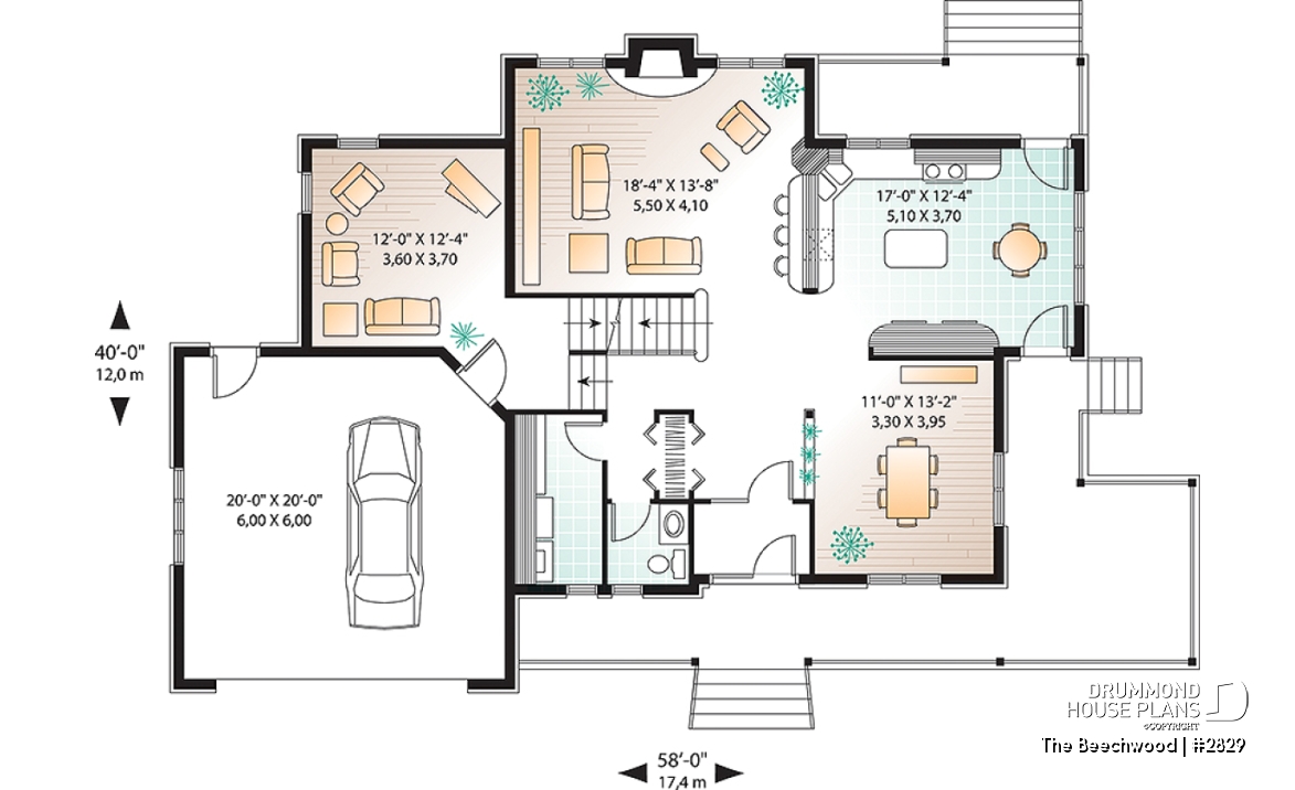 1st level - Master suite with fireplace, 2 living rooms, 9' ceiling, 3 to 4 bedrooms, garage - The Beechwood