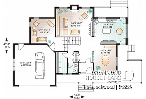 1st level - Master suite with fireplace, 2 living rooms, 9' ceiling, 3 to 4 bedrooms, garage - The Beechwood