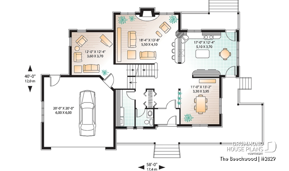 1st level - Master suite with fireplace, 2 living rooms, 9' ceiling, 3 to 4 bedrooms, garage - The Beechwood