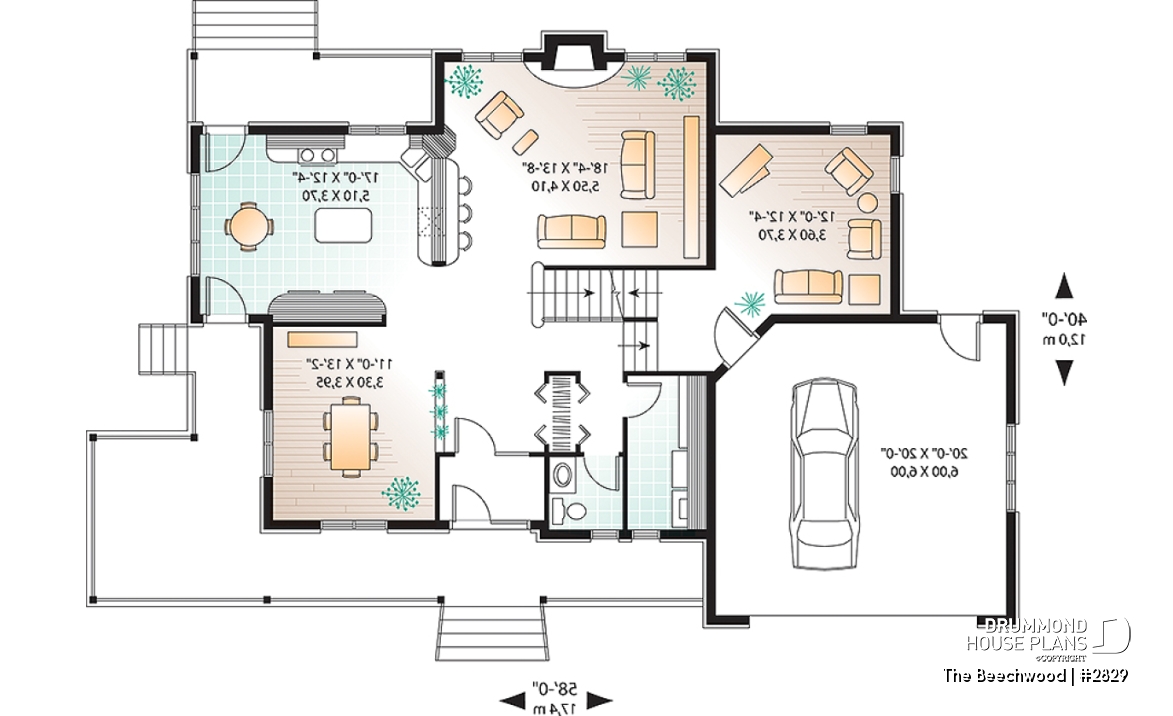 1st level - Master suite with fireplace, 2 living rooms, 9' ceiling, 3 to 4 bedrooms, garage - The Beechwood