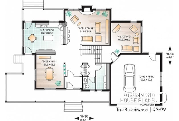 1st level - Master suite with fireplace, 2 living rooms, 9' ceiling, 3 to 4 bedrooms, garage - The Beechwood