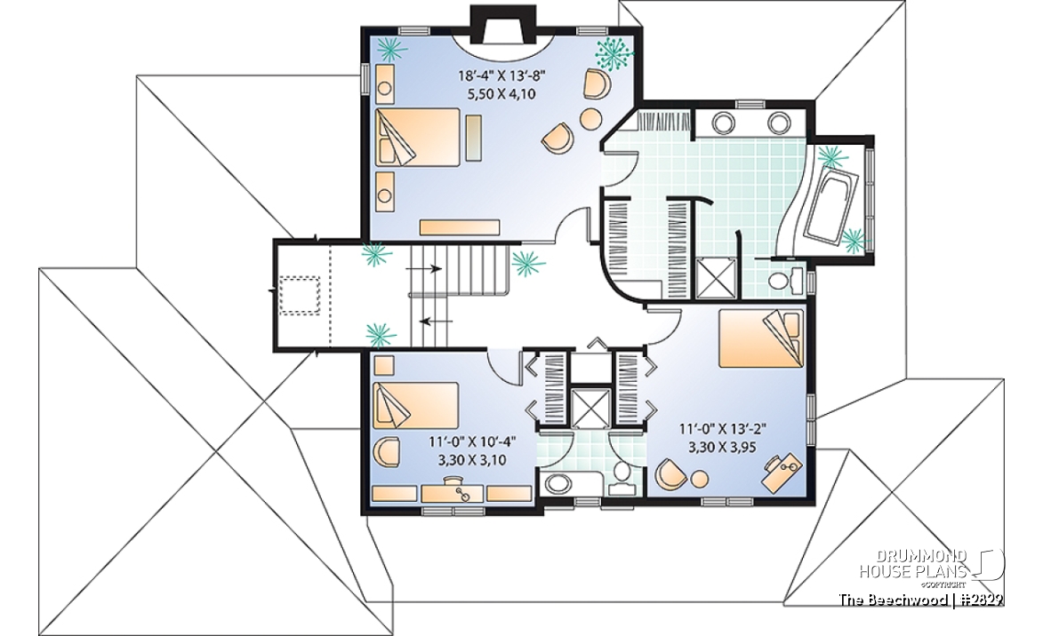 2nd level - Master suite with fireplace, 2 living rooms, 9' ceiling, 3 to 4 bedrooms, garage - The Beechwood