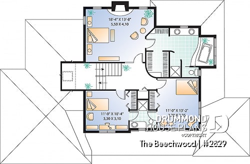 2nd level - Master suite with fireplace, 2 living rooms, 9' ceiling, 3 to 4 bedrooms, garage - The Beechwood