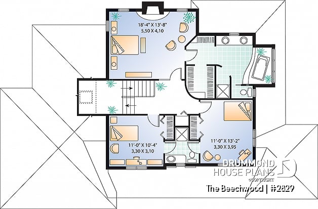 2nd level - Master suite with fireplace, 2 living rooms, 9' ceiling, 3 to 4 bedrooms, garage - The Beechwood