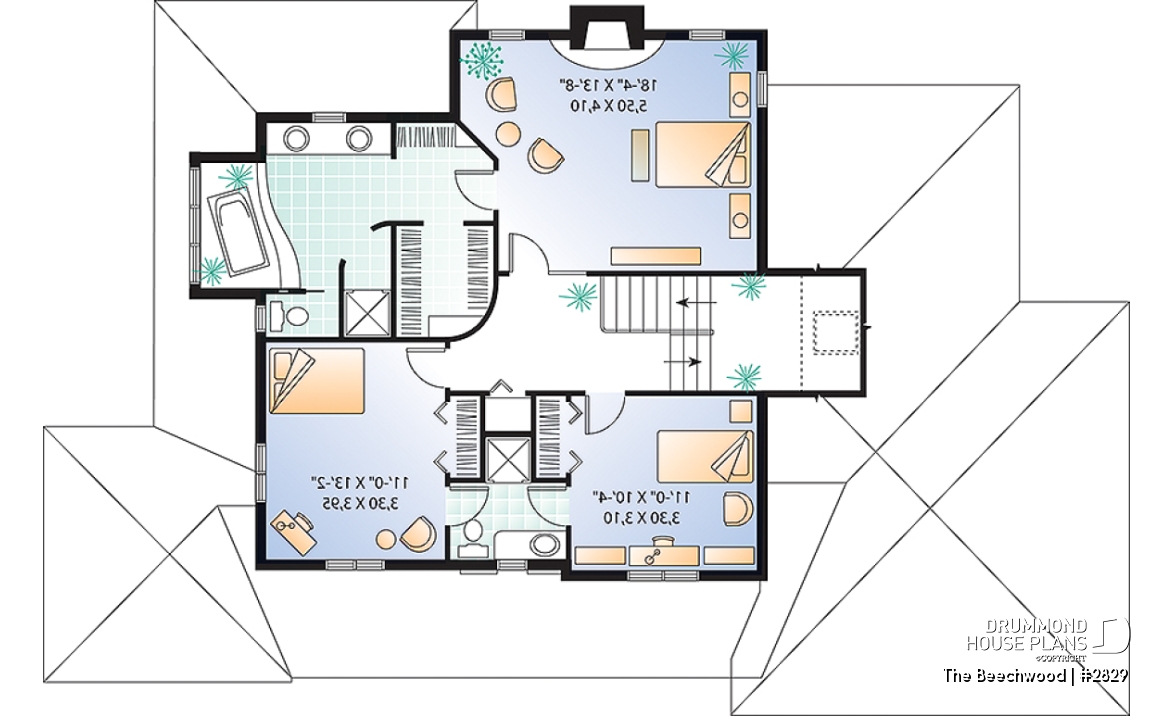2nd level - Master suite with fireplace, 2 living rooms, 9' ceiling, 3 to 4 bedrooms, garage - The Beechwood