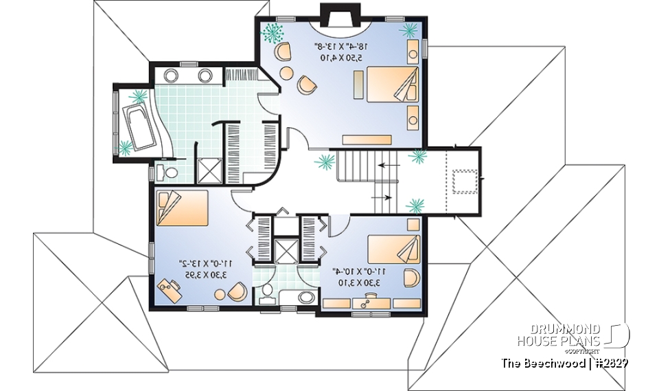 2nd level - Master suite with fireplace, 2 living rooms, 9' ceiling, 3 to 4 bedrooms, garage - The Beechwood