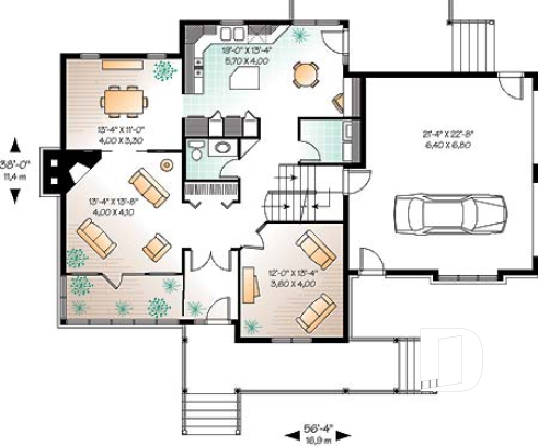 1st level - Beautiful Country Rustic home, large bonus space, solarium, 9' ceiling on main floor, side garage - The Ridgewood