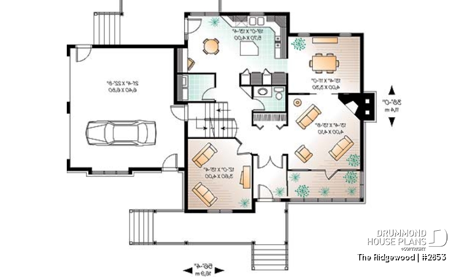 1st level - Beautiful Country Rustic home, large bonus space, solarium, 9' ceiling on main floor, side garage - The Ridgewood