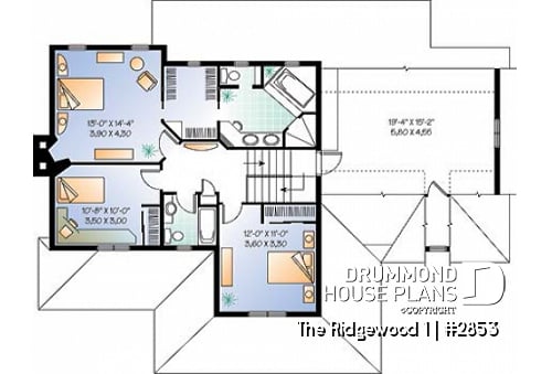 2nd level - Beautiful Country Rustic home, large bonus space, solarium, 9' ceiling on main floor, side garage - The Ridgewood