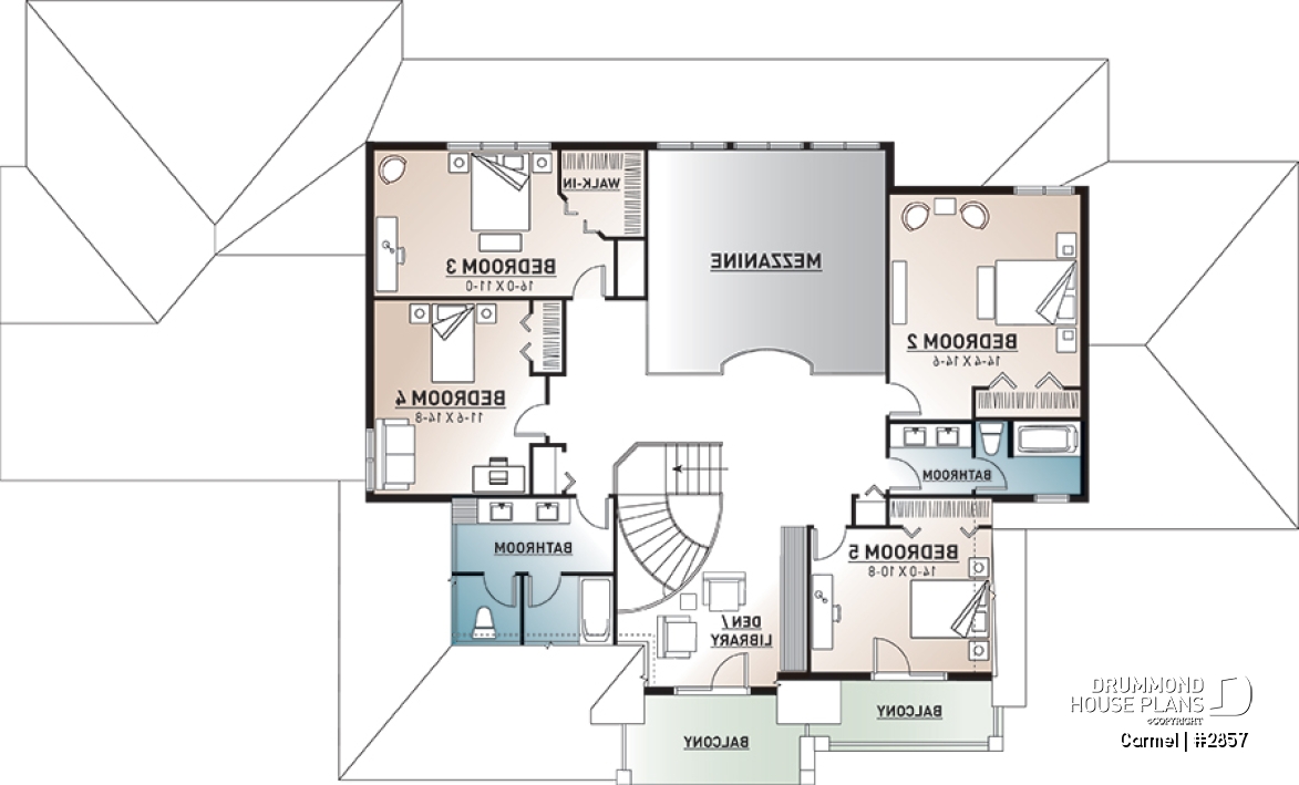 2nd level - 5 bed, 3.5 bath, 3-car garage house plan, formal dining &amp; living room, large master (main floor) with ensuite - Carmel