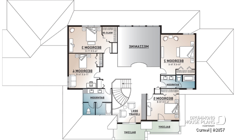 2nd level - 5 bed, 3.5 bath, 3-car garage house plan, formal dining &amp; living room, large master (main floor) with ensuite - Carmel