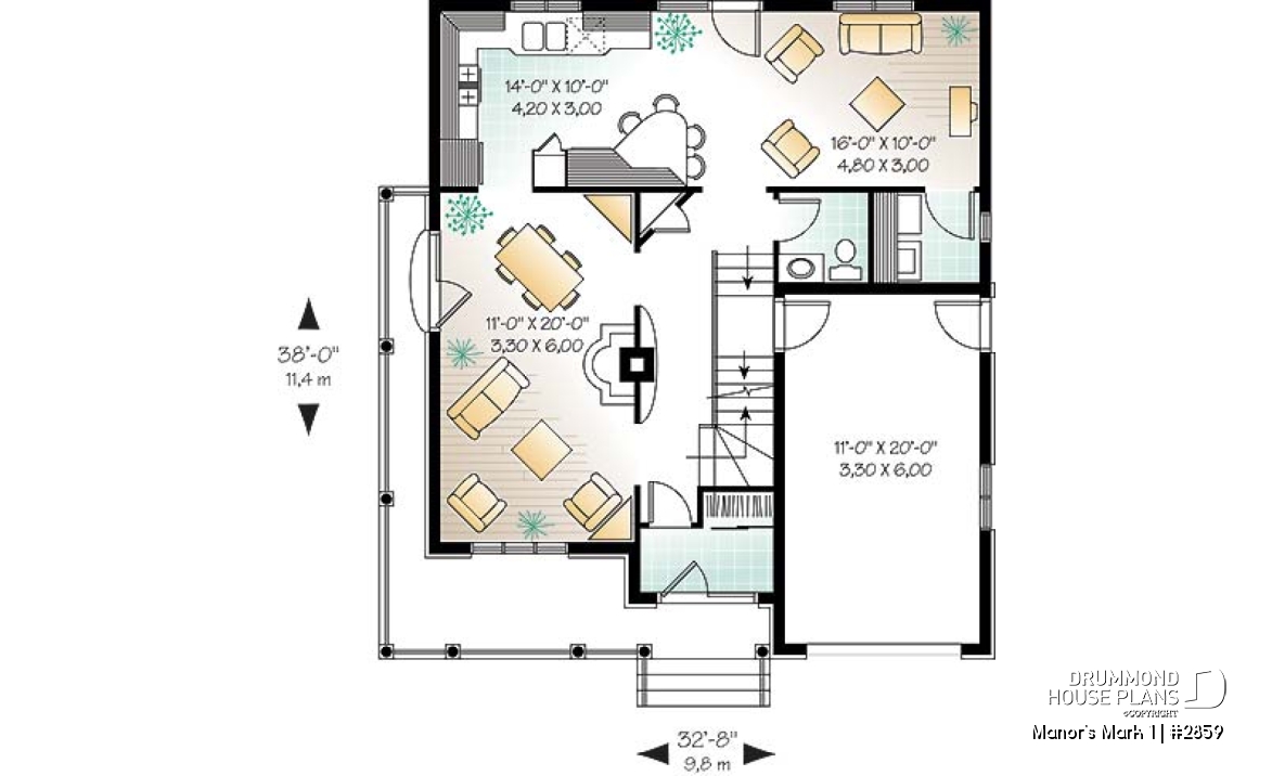 1st level - 4 bedroom home design, 2 living rooms, large kitchen, charming master suite - Manor's Mark 1