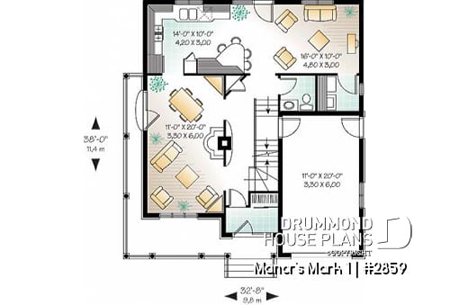 1st level - 4 bedroom home design, 2 living rooms, large kitchen, charming master suite - Manor's Mark 1