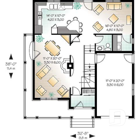 1st level - 4 bedroom home design, 2 living rooms, large kitchen, charming master suite - Manor's Mark 1