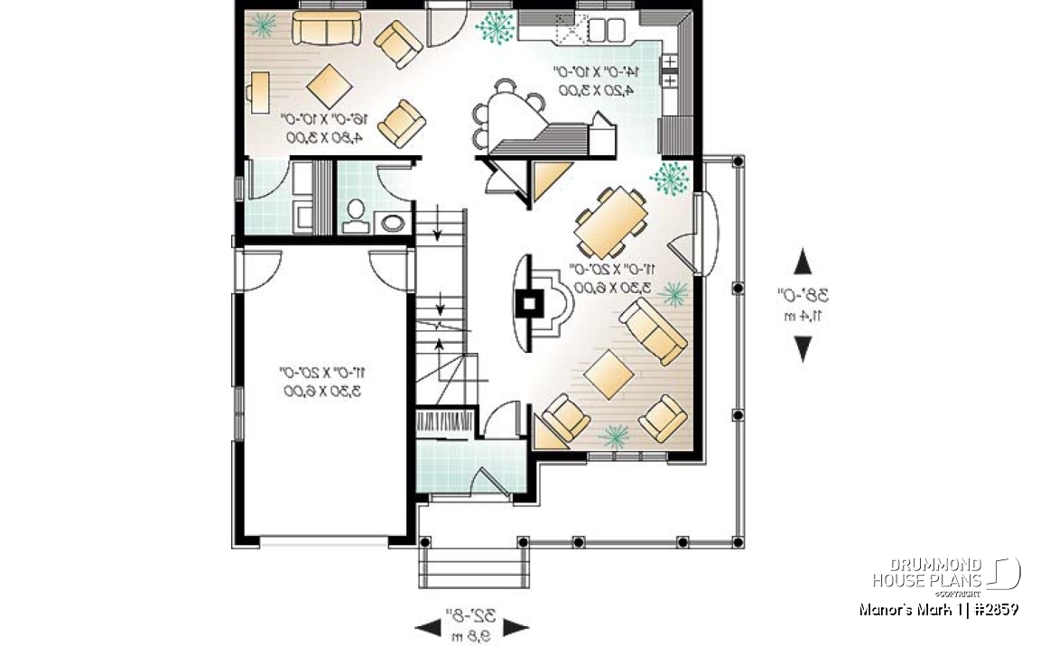1st level - 4 bedroom home design, 2 living rooms, large kitchen, charming master suite - Manor's Mark 1