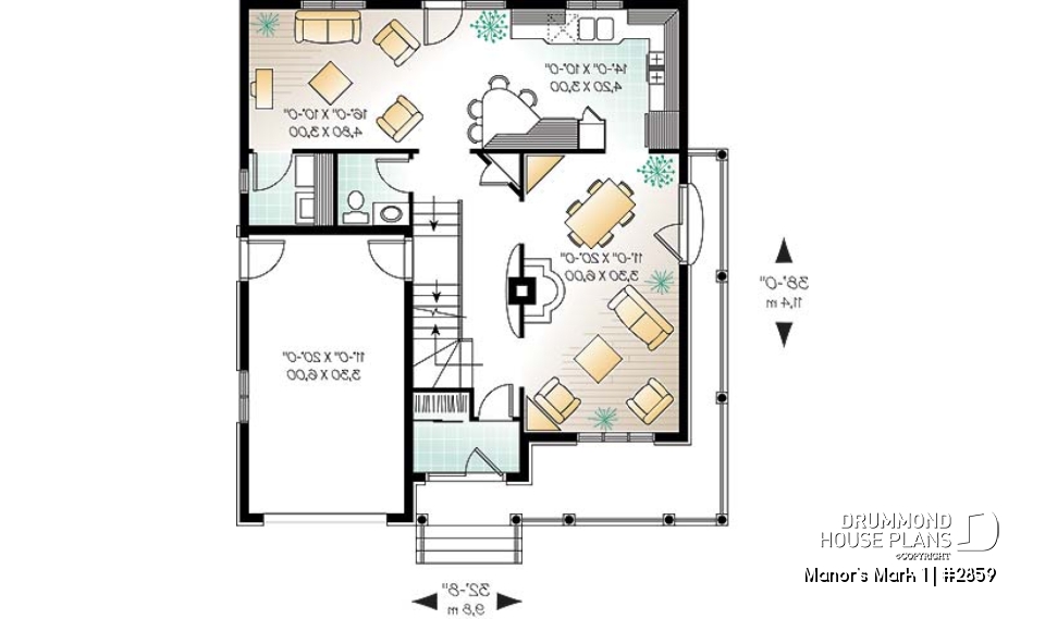 1st level - 4 bedroom home design, 2 living rooms, large kitchen, charming master suite - Manor's Mark 1