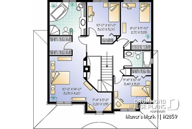 2nd level - 4 bedroom home design, 2 living rooms, large kitchen, charming master suite - Manor's Mark 1