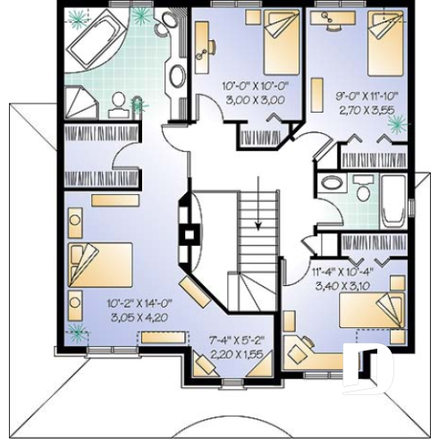 2nd level - 4 bedroom home design, 2 living rooms, large kitchen, charming master suite - Manor's Mark 1