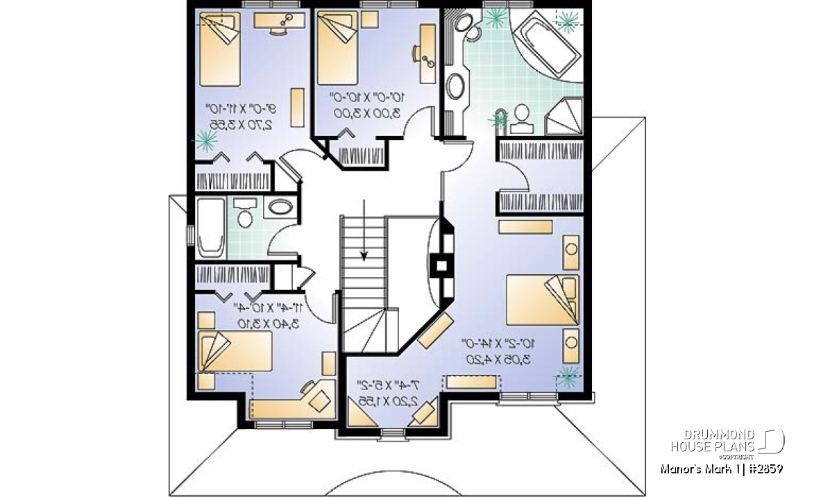 2nd level - 4 bedroom home design, 2 living rooms, large kitchen, charming master suite - Manor's Mark 1