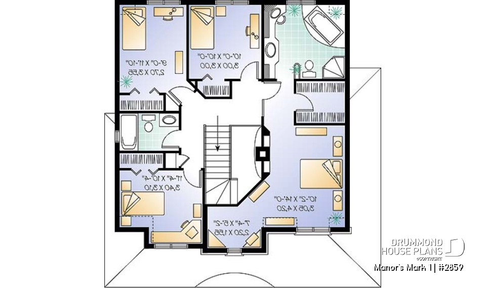 2nd level - 4 bedroom home design, 2 living rooms, large kitchen, charming master suite - Manor's Mark 1
