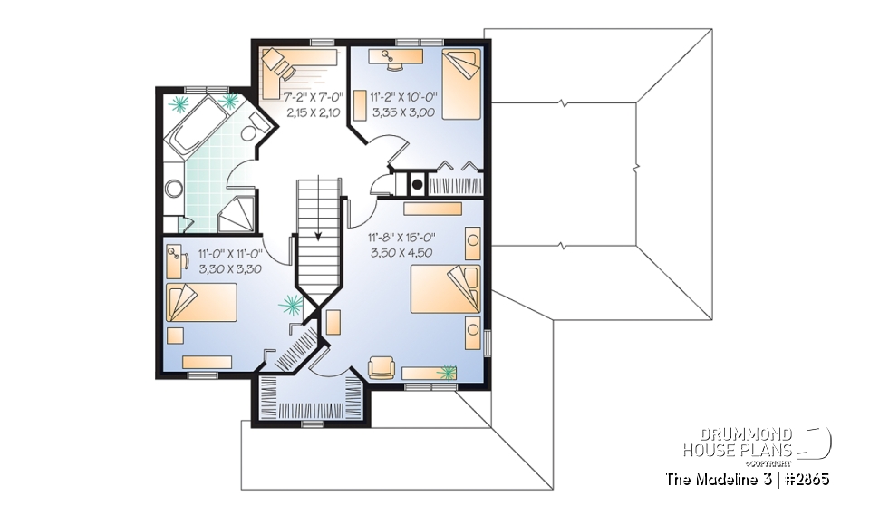 2nd level - Country house with garage, breakfast nook, formal dining and living rooms, 3 bedrooms, computer corner - The Madeline 3