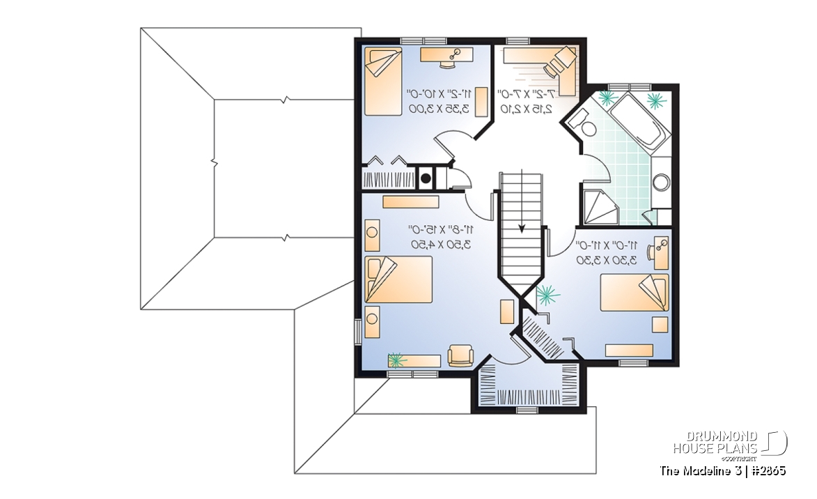 2nd level - Country house with garage, breakfast nook, formal dining and living rooms, 3 bedrooms, computer corner - The Madeline 3