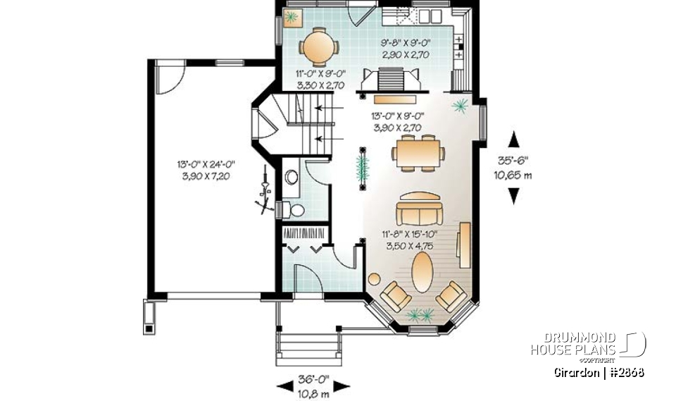 1st level - Victorian home design with garage, bonus room and 3 bedrooms - Girardon