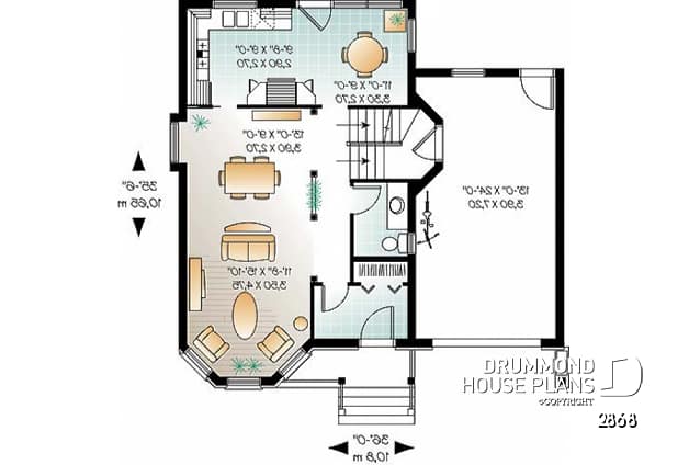 1st level - Victorian home design with garage, bonus room and 3 bedrooms - Girardon