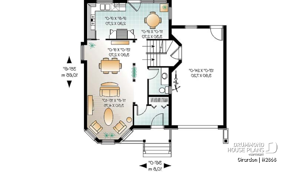 1st level - Victorian home design with garage, bonus room and 3 bedrooms - Girardon