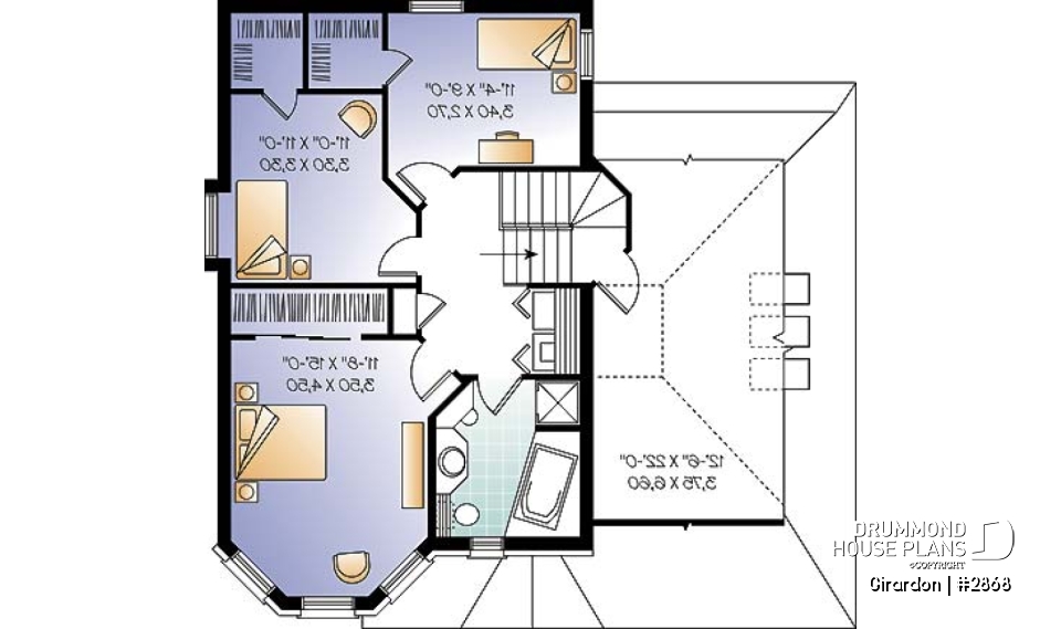 2nd level - Victorian home design with garage, bonus room and 3 bedrooms - Girardon