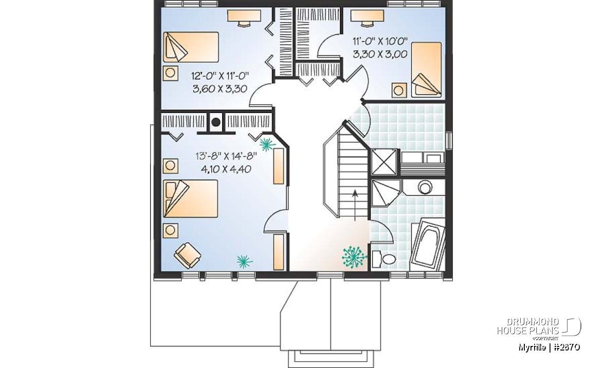 2nd level - English style home plan with breakfast nook and garage - Myrtille