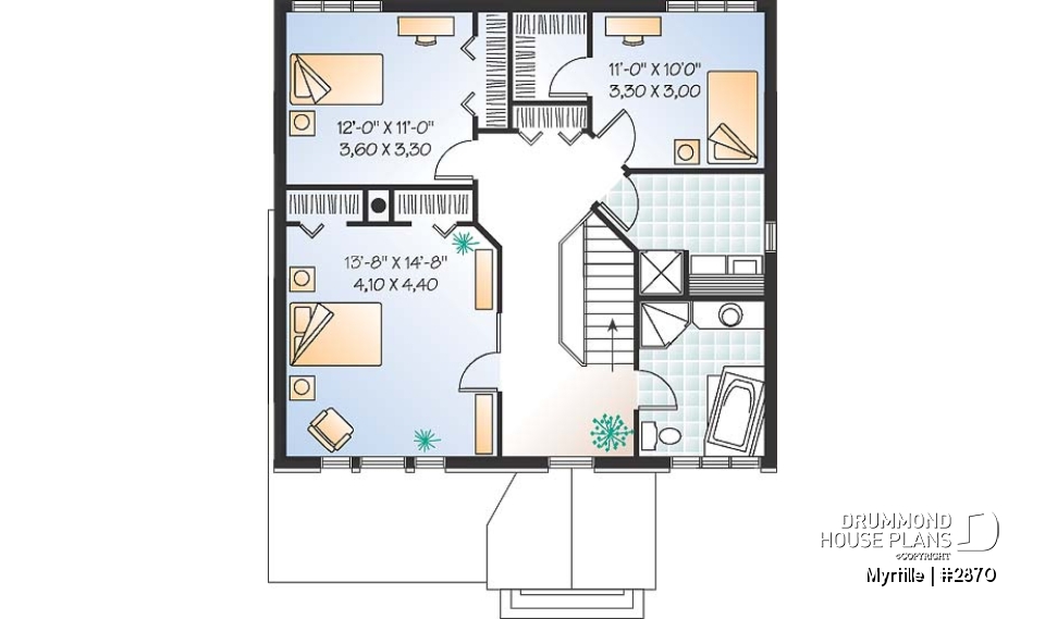2nd level - English style home plan with breakfast nook and garage - Myrtille