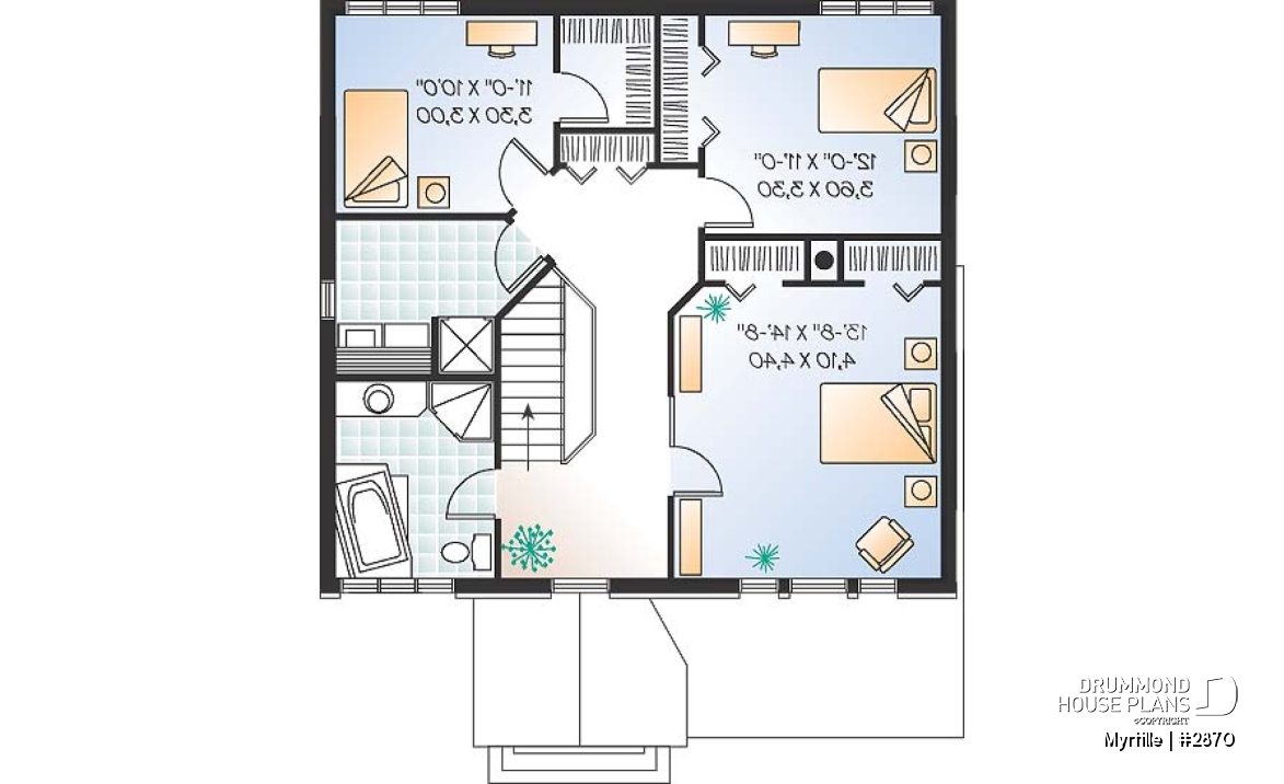 2nd level - English style home plan with breakfast nook and garage - Myrtille