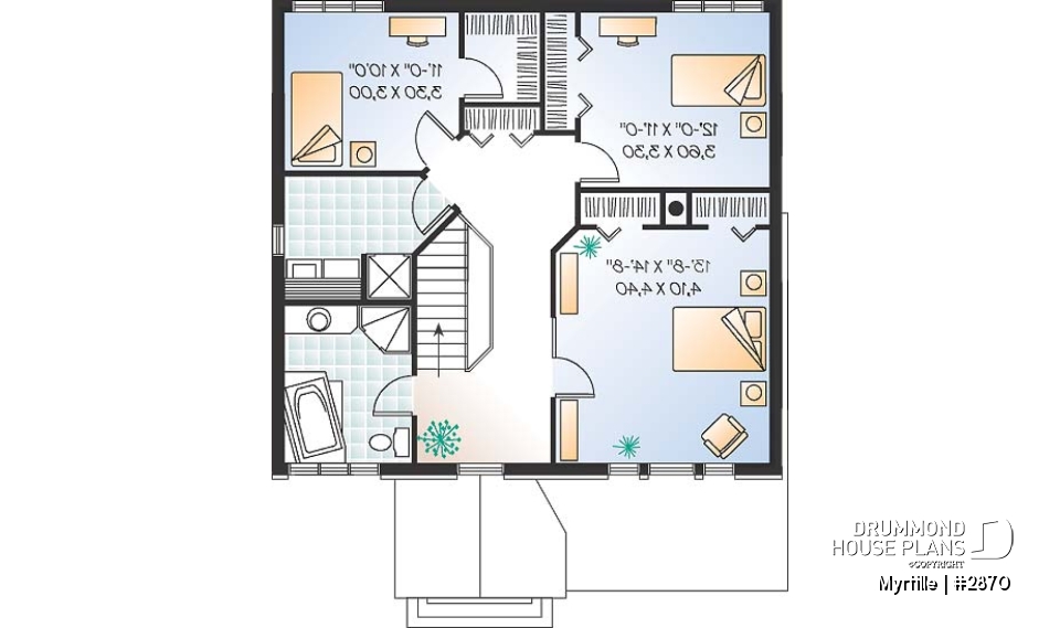 2nd level - English style home plan with breakfast nook and garage - Myrtille