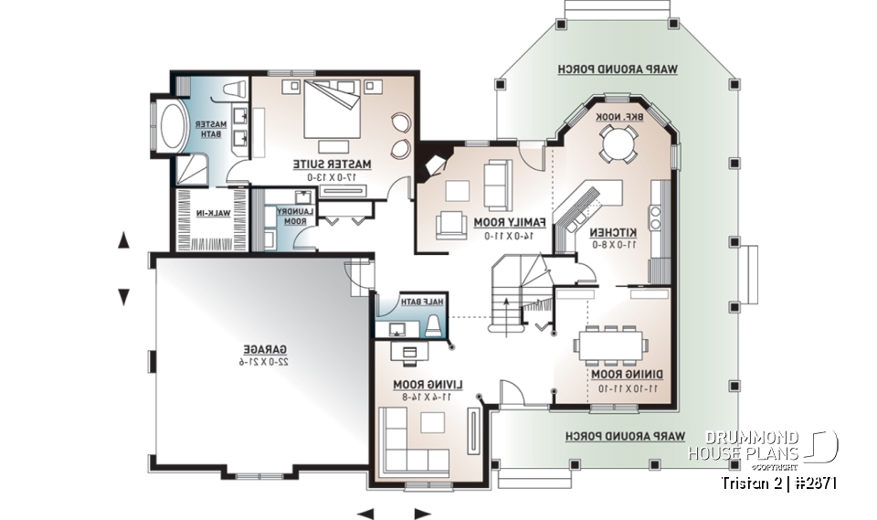 1st level - American Farmhouse Home Plan With Primary Suite, Open Living Spaces and Large Expansion Potential - Tristan 2