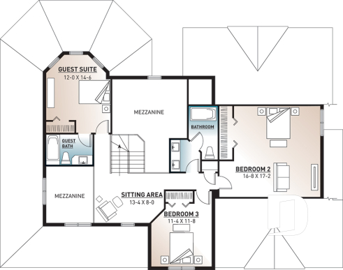 2nd level - American Farmhouse Home Plan With Primary Suite, Open Living Spaces and Large Expansion Potential - Tristan 2