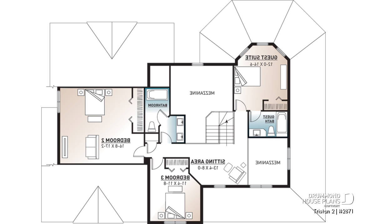 2nd level - American Farmhouse Home Plan With Primary Suite, Open Living Spaces and Large Expansion Potential - Tristan 2