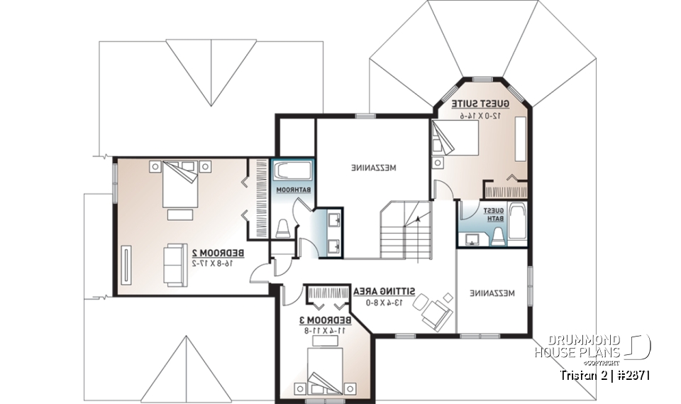 2nd level - American Farmhouse Home Plan With Primary Suite, Open Living Spaces and Large Expansion Potential - Tristan 2