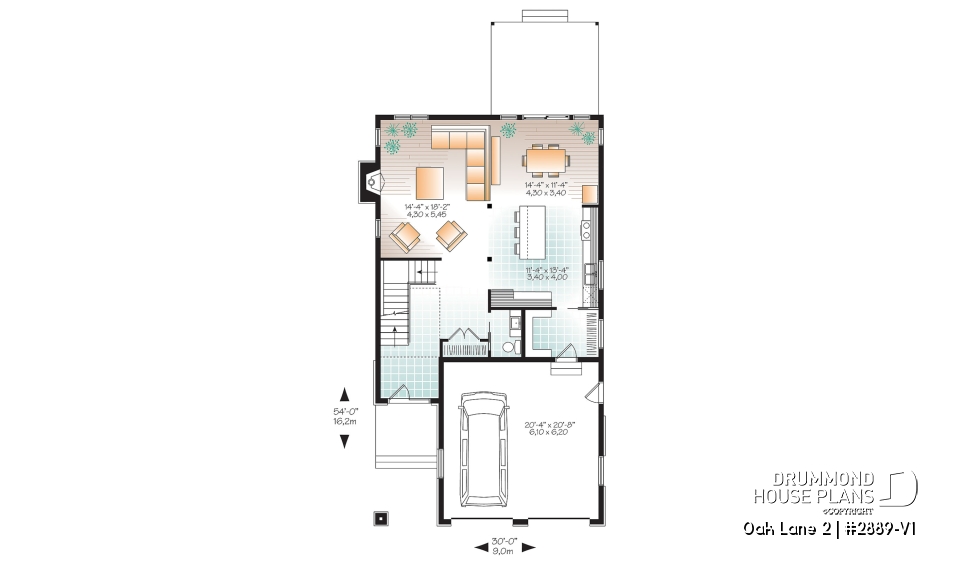 1st level - 3 bedroom Modern home design, nursery off the master bedroom, open floor plan, large pantry - Oak Lane 2