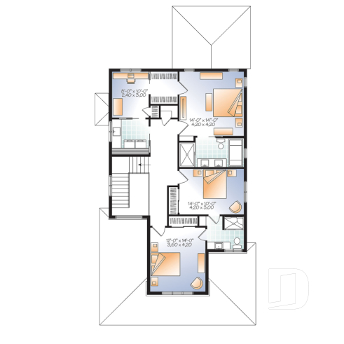 2nd level - 3 bedroom Modern home design, nursery off the master bedroom, open floor plan, large pantry - Oak Lane 2