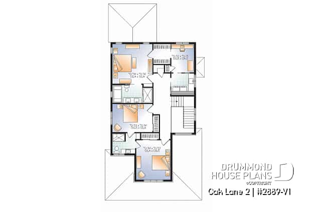 2nd level - 3 bedroom Modern home design, nursery off the master bedroom, open floor plan, large pantry - Oak Lane 2